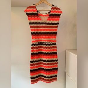 Supertrash Pink-Neon and Beige Strips Mini Dress